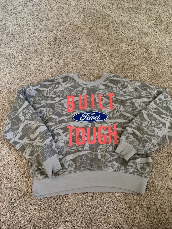 Ford Tops - Ford Grey Camo Sweatshirt with Coral Graphic